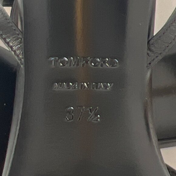 Tom Ford Padlock Naked Pointy Toe Black Leather Sandals Size 37.5 US7.5 - Picture 11 of 15